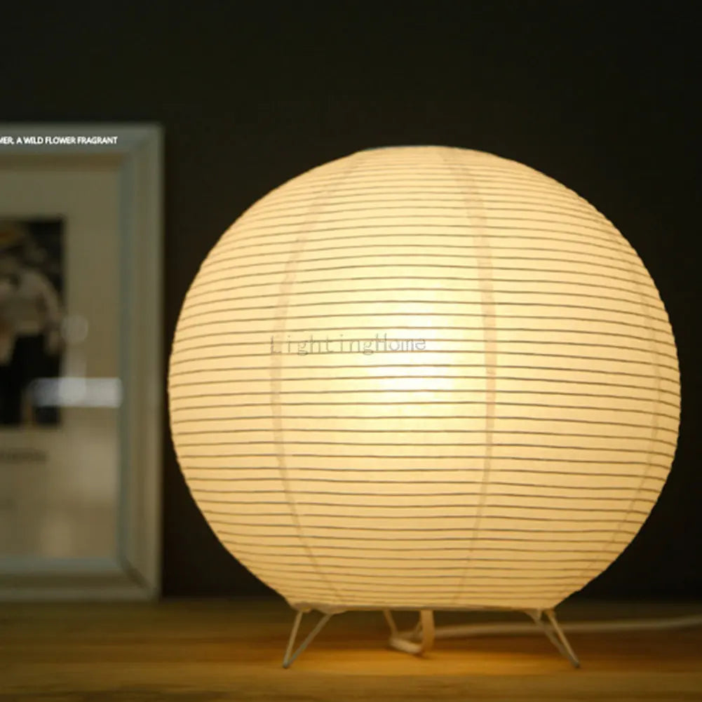 Nordic Paper Lantern Table Lamp - Modern Japanese Style LED Night Light for Living Room, Office, Bedroom