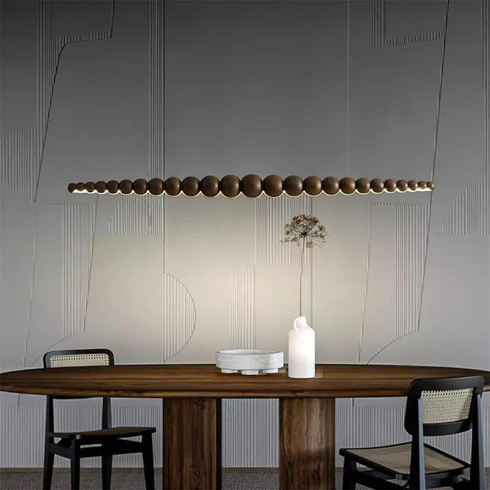 Perles en bois modernes longues lampes suspendues linéaires LED réglable avec RC lampe suspendue d'intérieur cuisine île salle à manger salon bureau