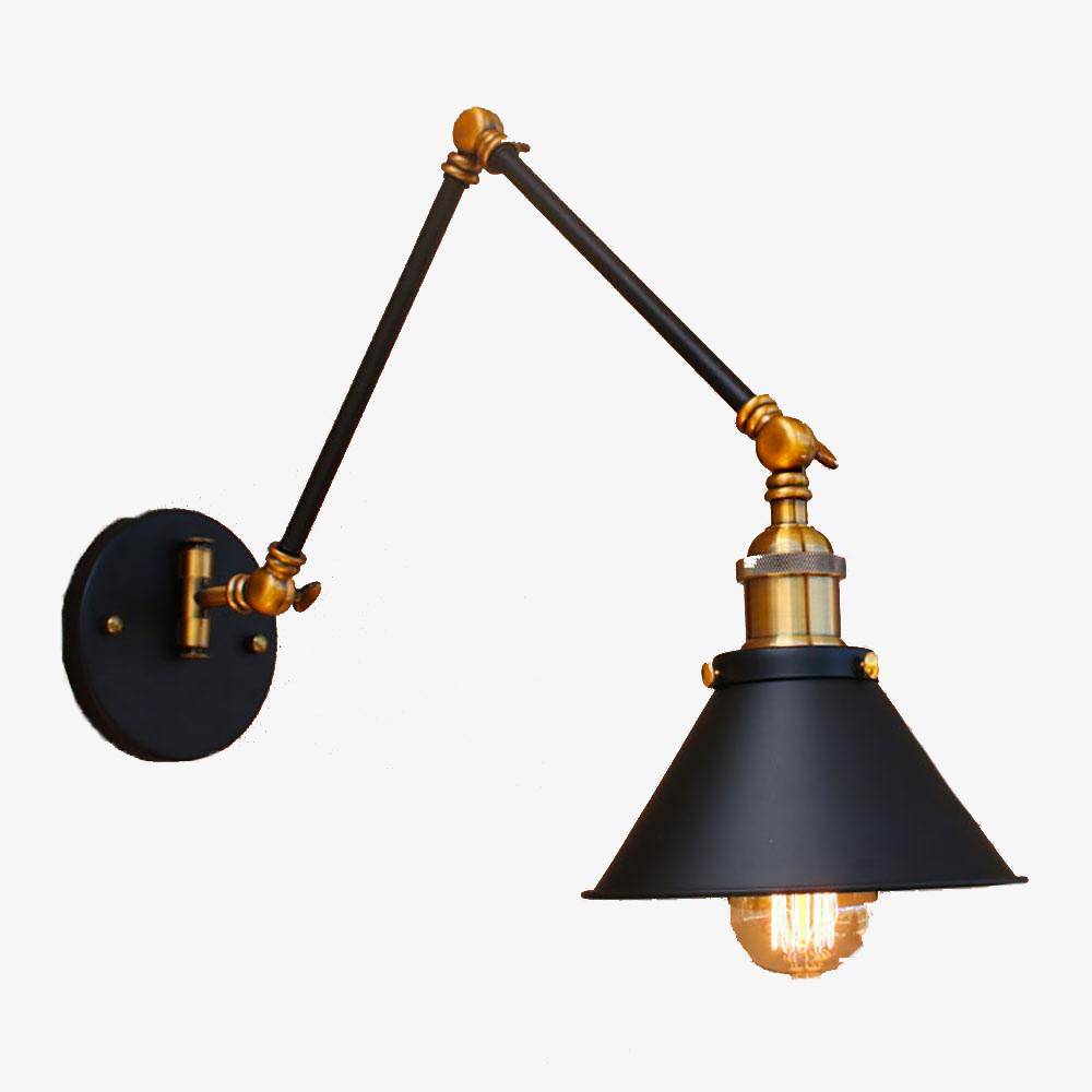 Adjustable Black and Gold American Country Wall Sconce Norenza