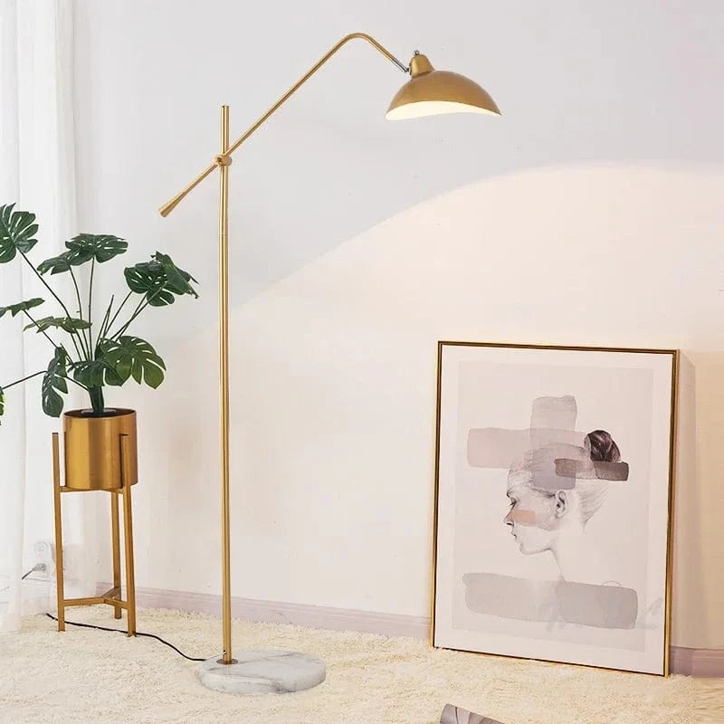 Adjustable Gold Nordic Floor Lamp with Marble Base Gold Norenza