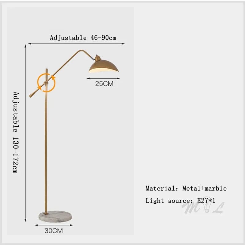 Adjustable Gold Nordic Floor Lamp with Marble Base Norenza