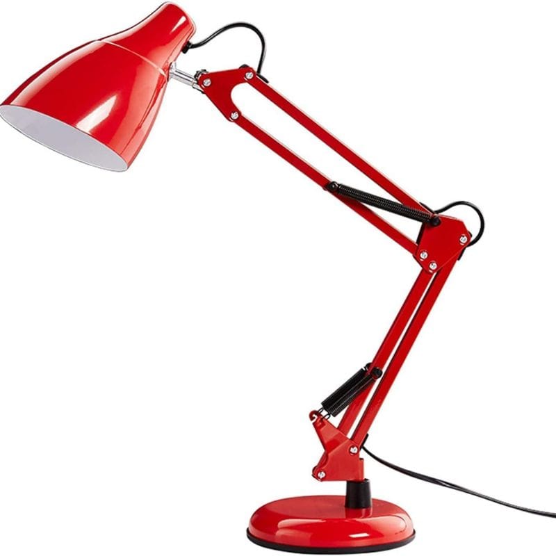 Adjustable Metal Desk Lamp with Articulating Arm Red Norenza