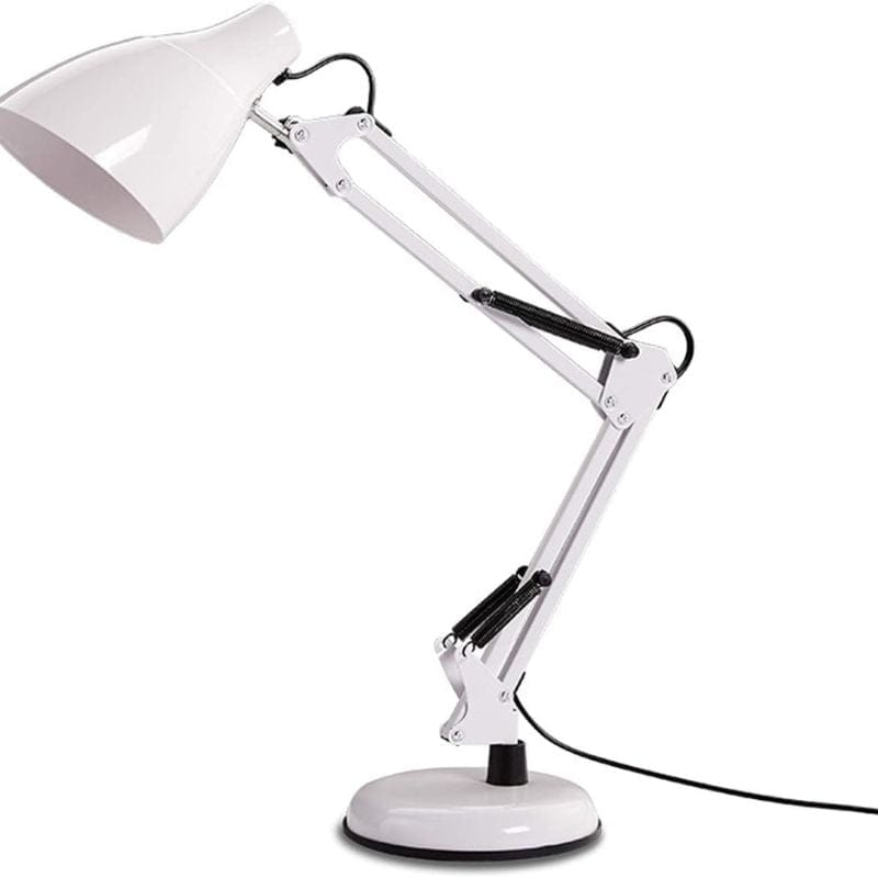Adjustable Metal Desk Lamp with Articulating Arm White Norenza