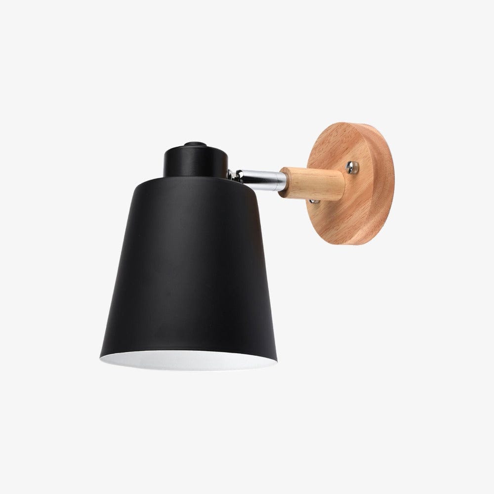 Adjustable Metal LED Wall Sconce with Wood Base Black Norenza
