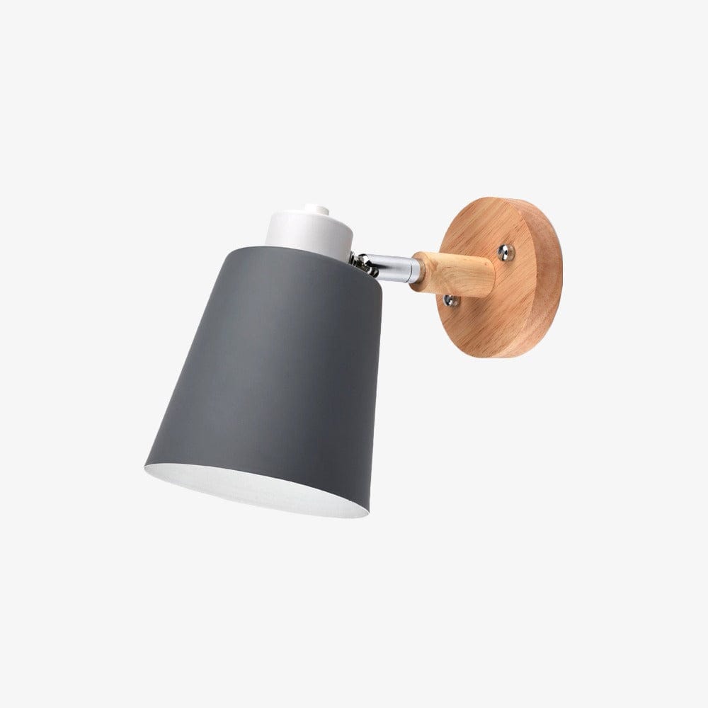 Adjustable Metal LED Wall Sconce with Wood Base Gray Norenza