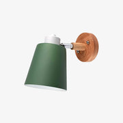Adjustable Metal LED Wall Sconce with Wood Base Green Norenza