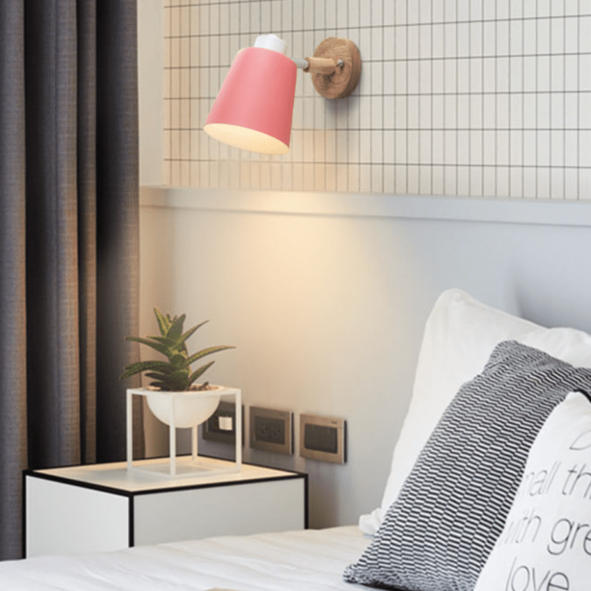 Adjustable Metal LED Wall Sconce with Wood Base Norenza