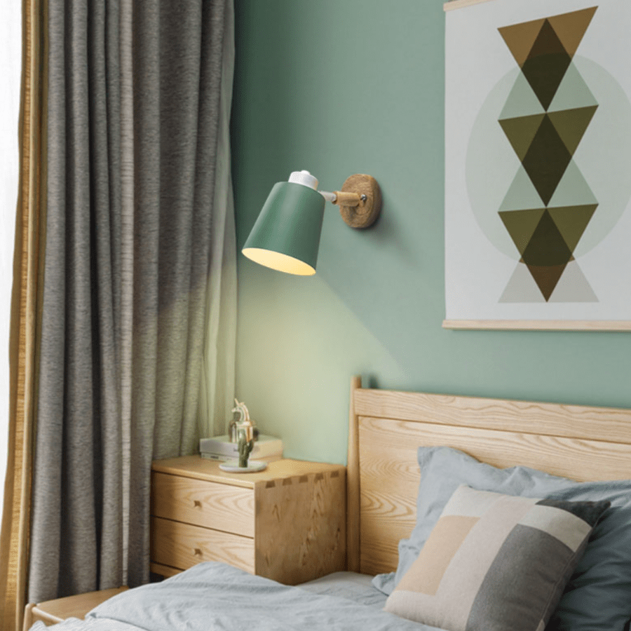 Adjustable Metal LED Wall Sconce with Wood Base Norenza