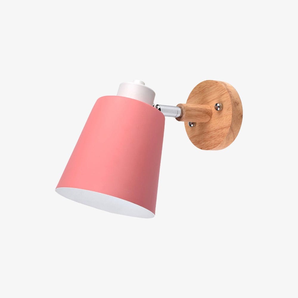 Adjustable Metal LED Wall Sconce with Wood Base Pink Norenza