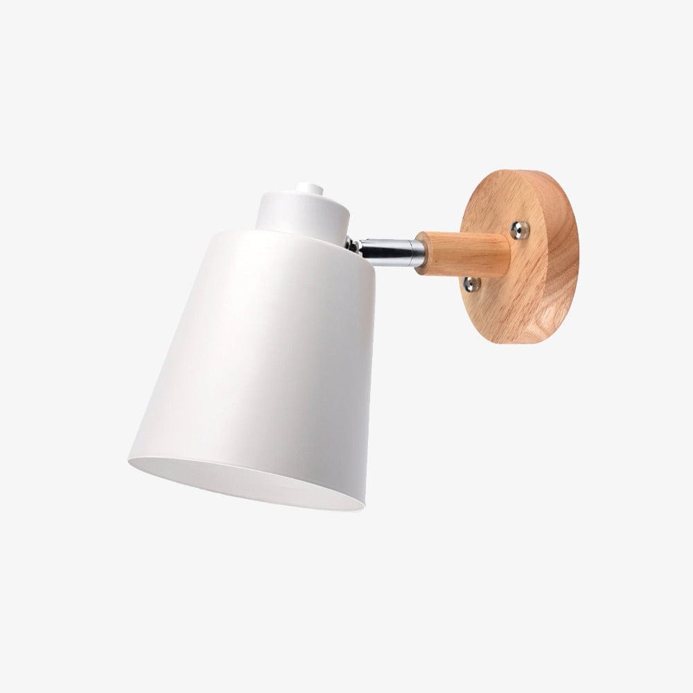 Adjustable Metal LED Wall Sconce with Wood Base White Norenza