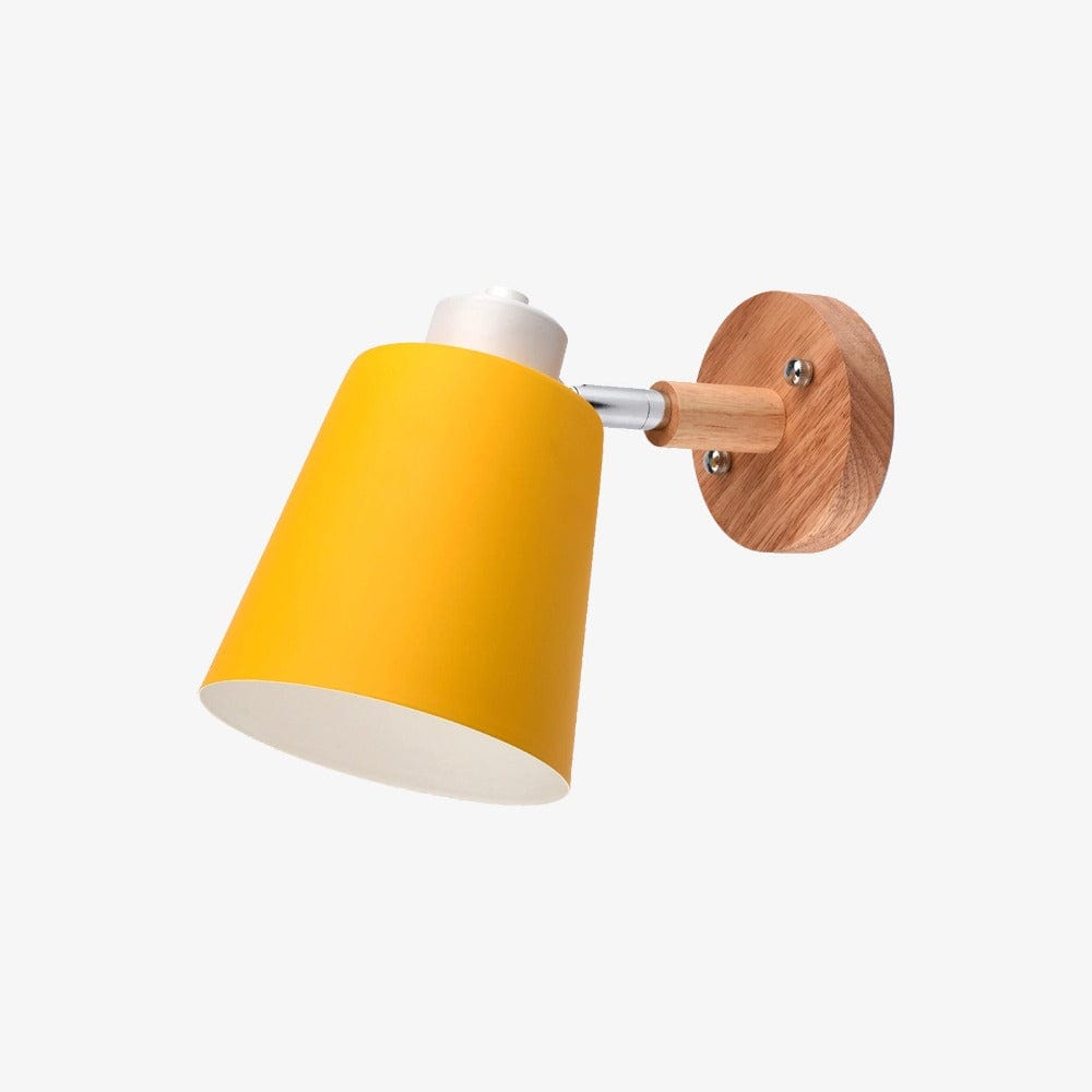 Adjustable Metal LED Wall Sconce with Wood Base Yellow Norenza