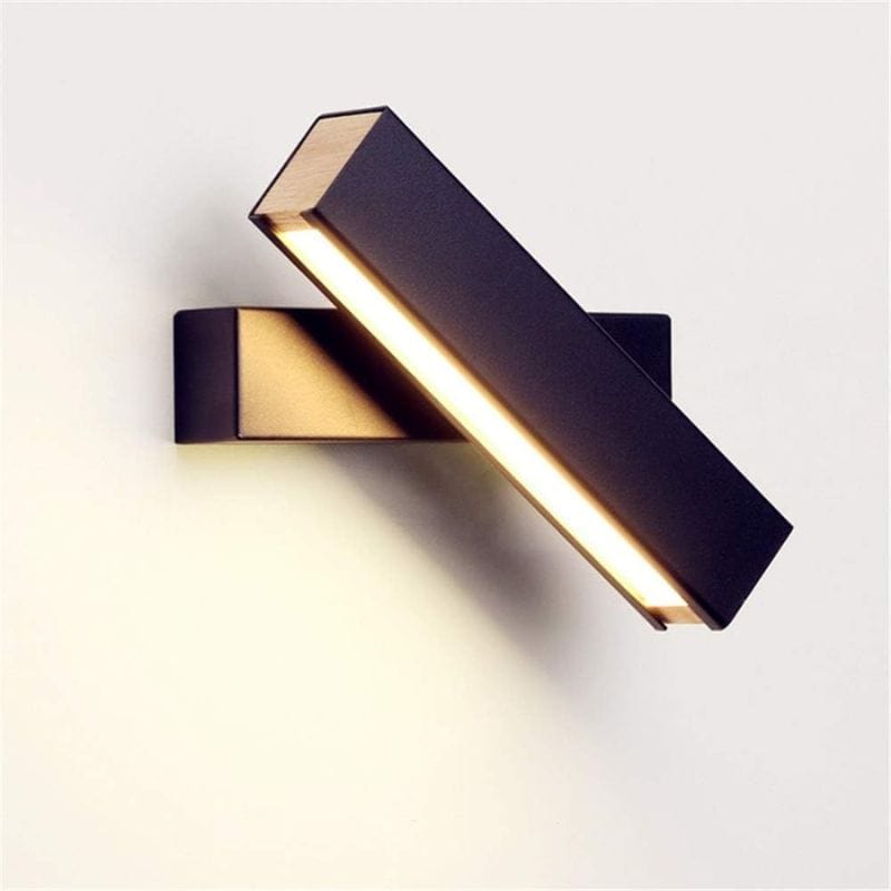 Adjustable Nordic Wooden LED Wall Lamp Black Norenza