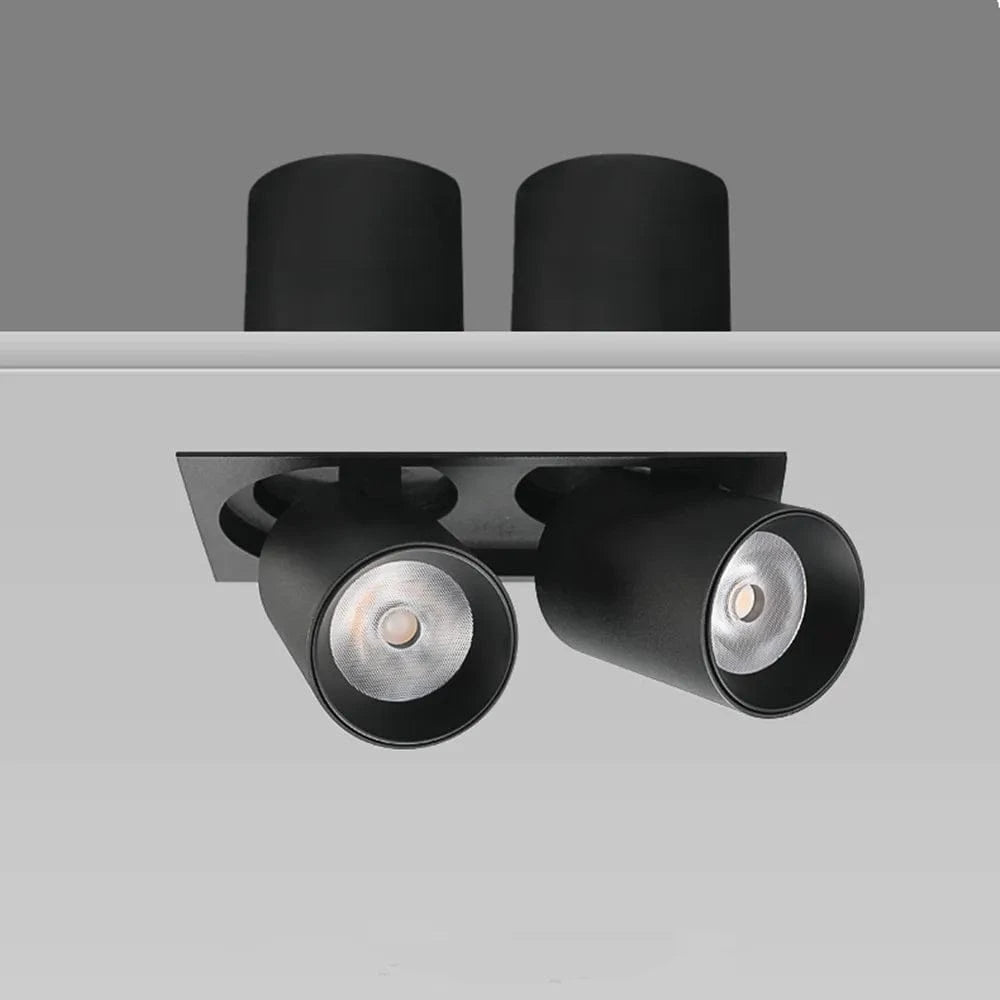 Adjustable Square LED Recessed Spotlight with Flexible Rotation for Home Black / 2 lights Norenza