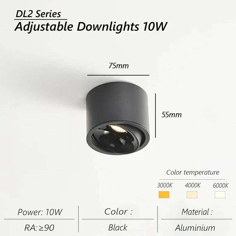 Adjustable Ultra-Slim LED Spotlight - Modern Anti-Glare Design Black Norenza
