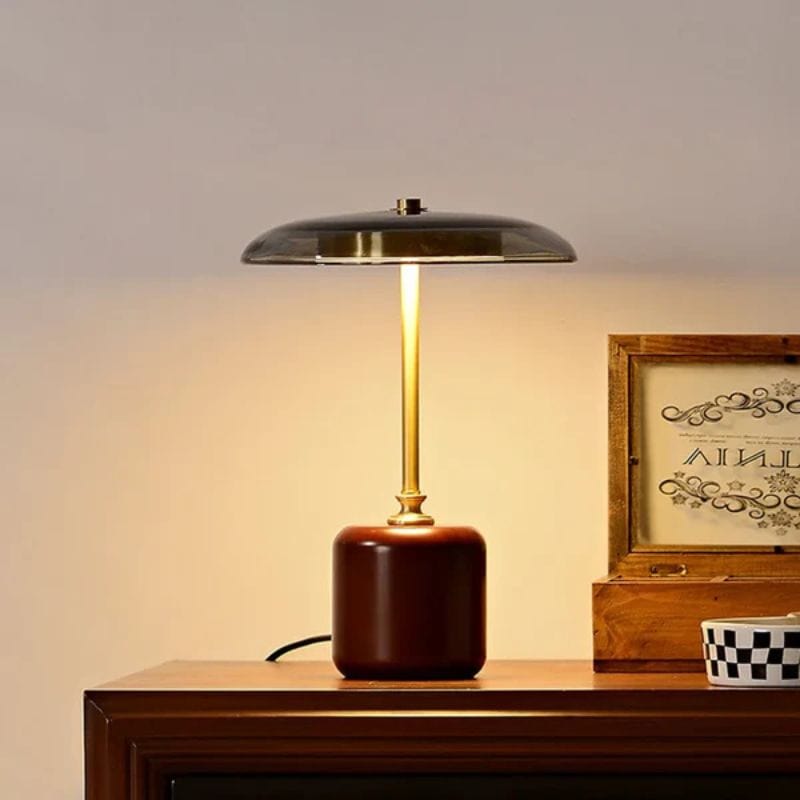 American Vintage Brass and Glass Desk Lamp Norenza