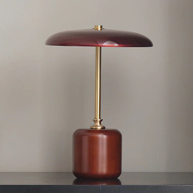 American Vintage Brass and Glass Desk Lamp Red Norenza