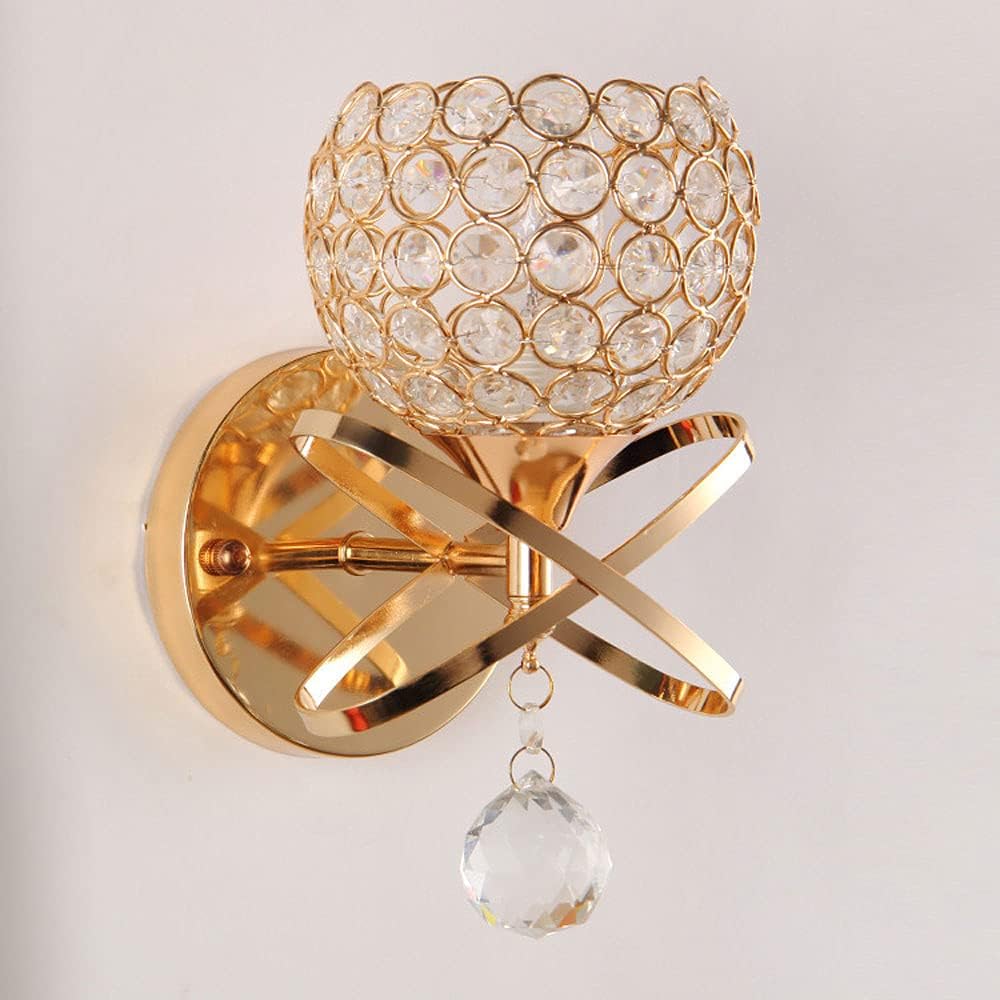 Antique Gold Wall Sconce with Crystal Ball Norenza
