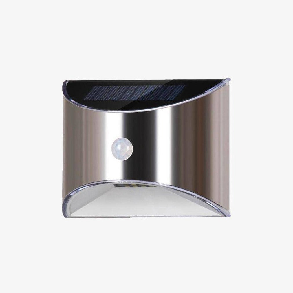 Rounded Chrome LED Solar Wall Light (Set of 2)