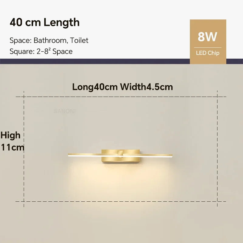 Modern LED Wall Sconce for Bathroom and Mirror