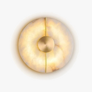 Round LED Wall Sconce in Marble and Gold Copper