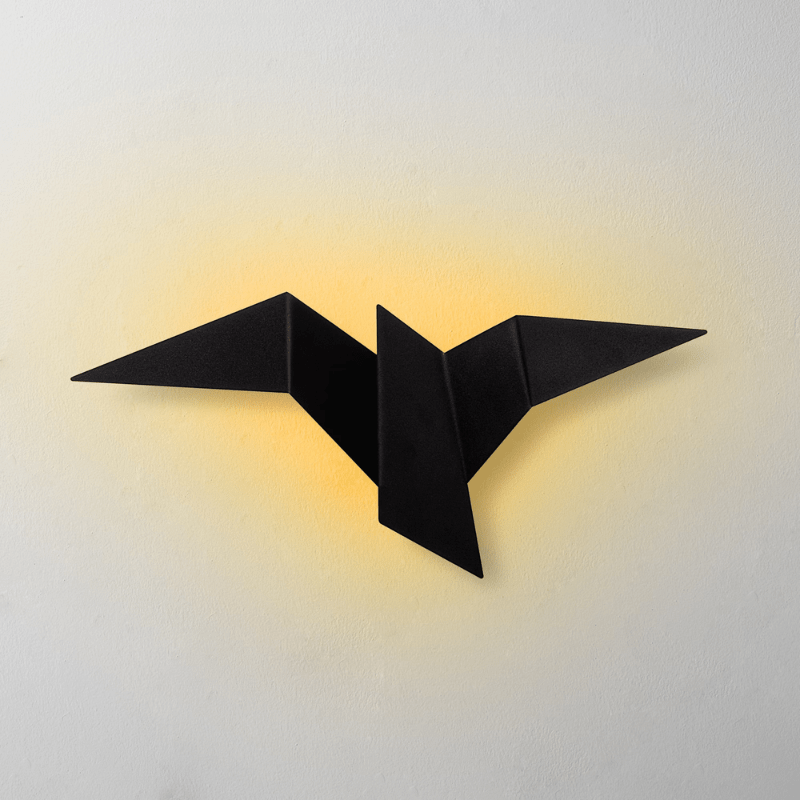 Applique murale moderne LED oiseau style origami Naila Black Norenza