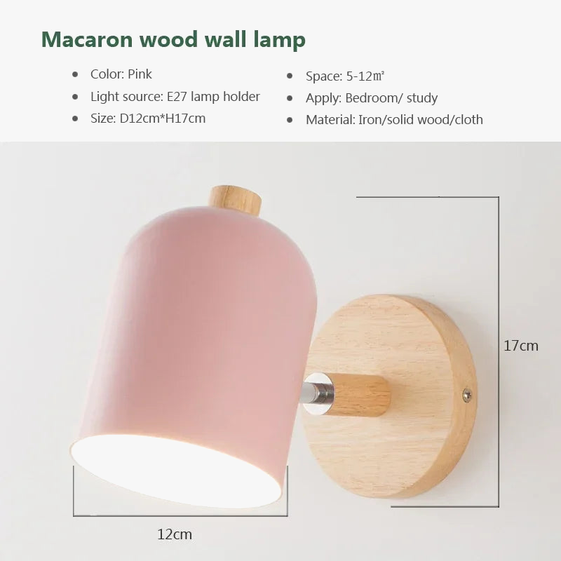Elegant Nordic Wooden Wall Sconce for Reading Light