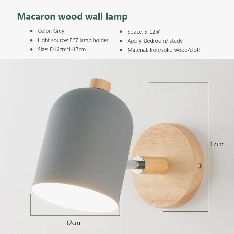Elegant Nordic Wooden Wall Sconce for Reading Light