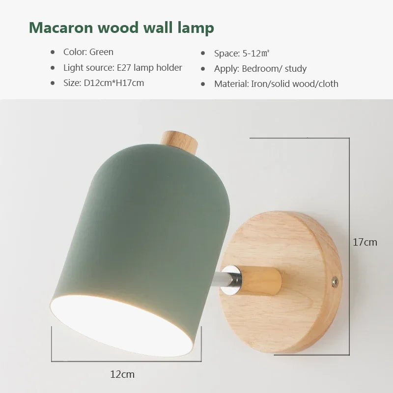 Elegant Nordic Wooden Wall Sconce for Reading Light