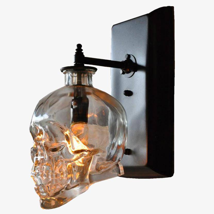Glass Skull Wall Sconce