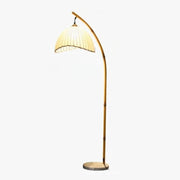 Arched Gold Floor Lamp with Canvas Shade and Marble Base Norenza