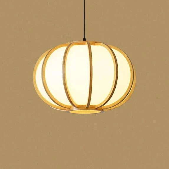 Bamboo LED Pendant Light with Round Japanese-Style Shade Norenza