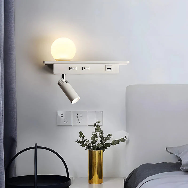 Modern LED Bedside Lamp with Switch and USB Port