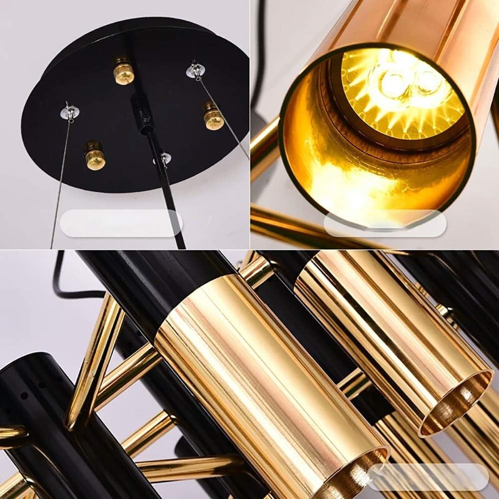 Black and Gold Metal Tube Pendant Light Fixture Norenza