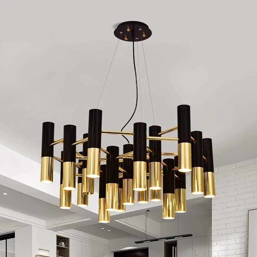 Black and Gold Metal Tube Pendant Light Fixture Norenza