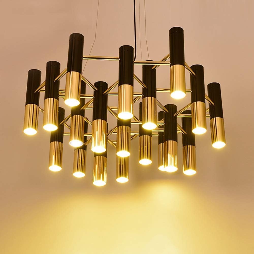 Black and Gold Metal Tube Pendant Light Fixture Norenza