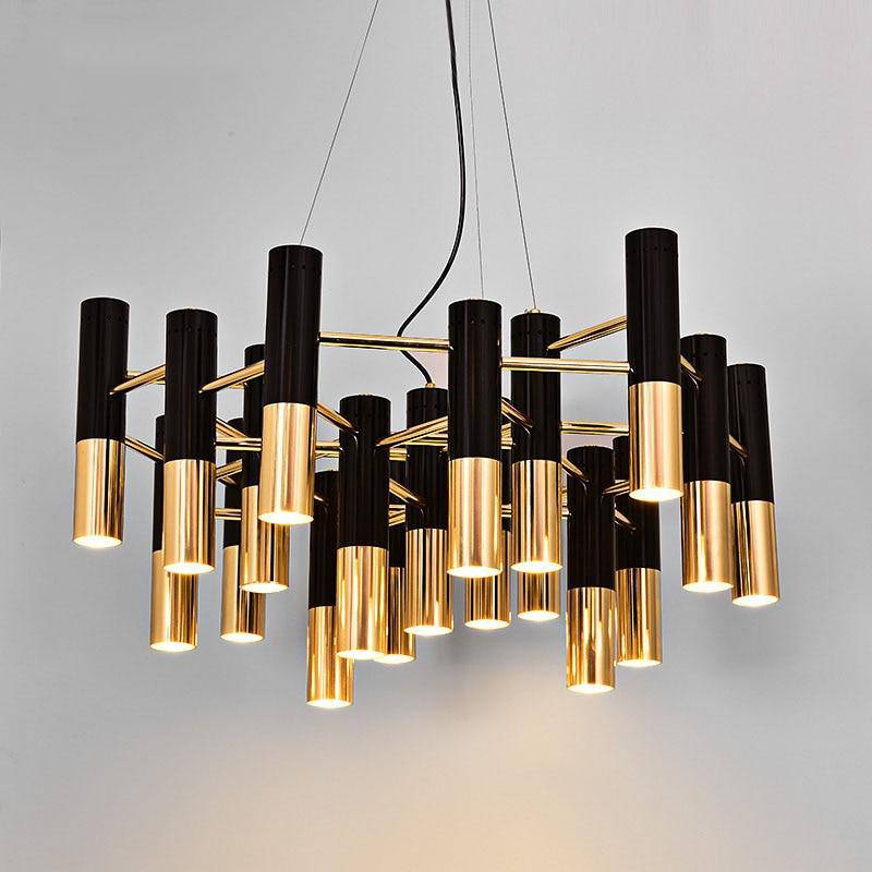 Black and Gold Metal Tube Pendant Light Fixture Norenza