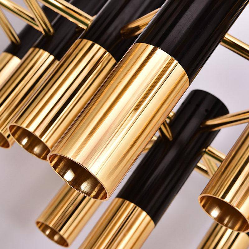 Black and Gold Metal Tube Pendant Light Fixture Norenza