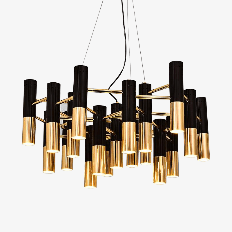 Black and Gold Metal Tube Pendant Light Fixture Norenza