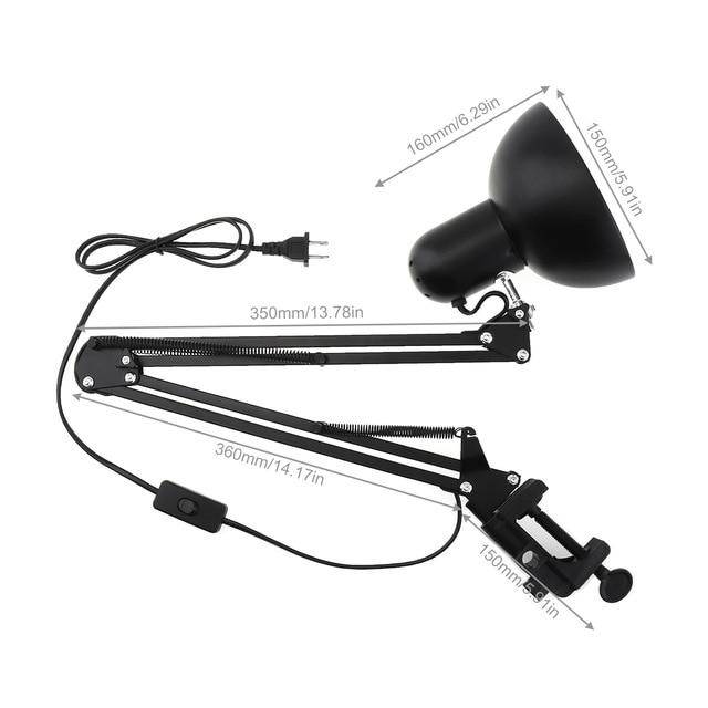 Black LED Desk Lamp with Adjustable Arm Clamp Norenza