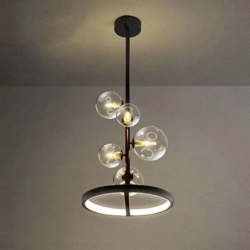 Black Metal Round LED Chandelier - Romane Design 11" (28 cm) Norenza