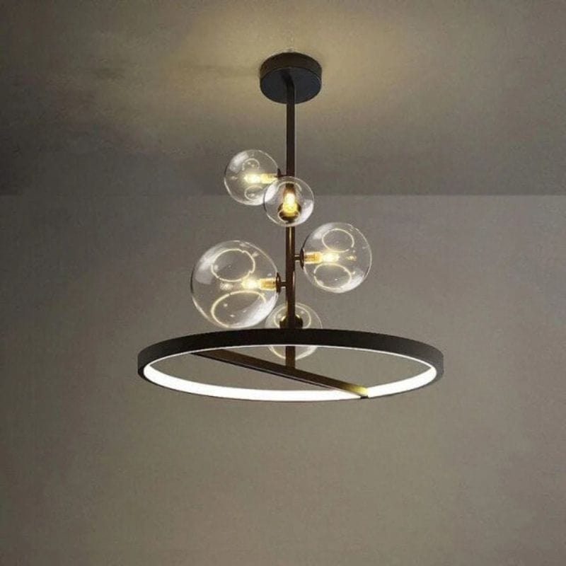 Black Metal Round LED Chandelier - Romane Design 18.9" (48 cm) Norenza