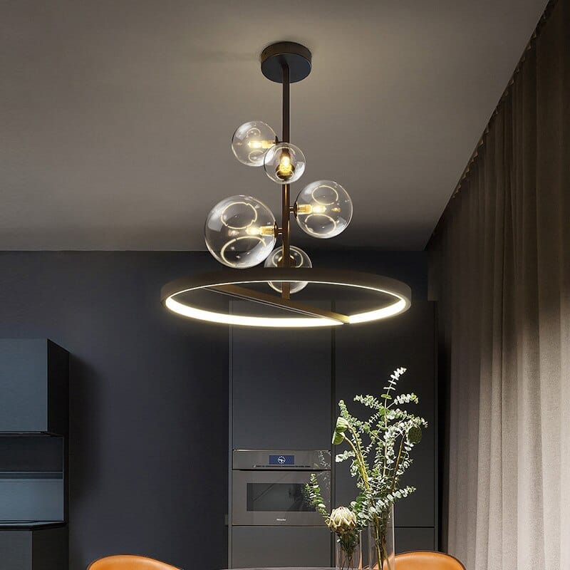 Black Metal Round LED Chandelier - Romane Design Norenza