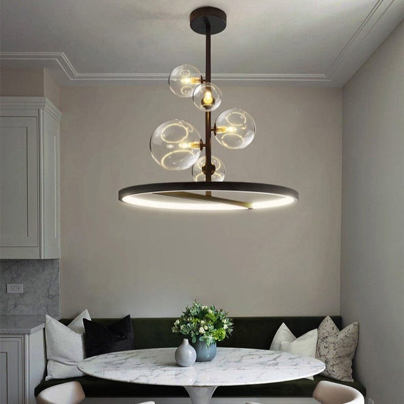 Black Metal Round LED Chandelier - Romane Design Norenza