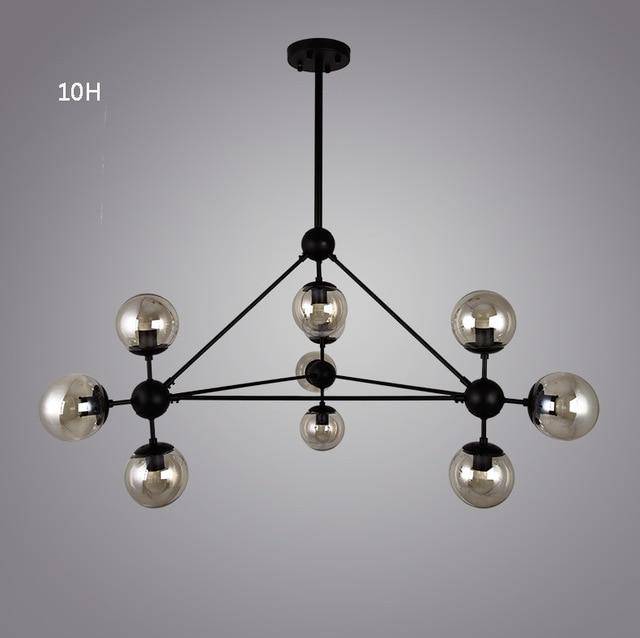 Black Multi-Branch Chandelier with Livewin Glass 10 lights Norenza