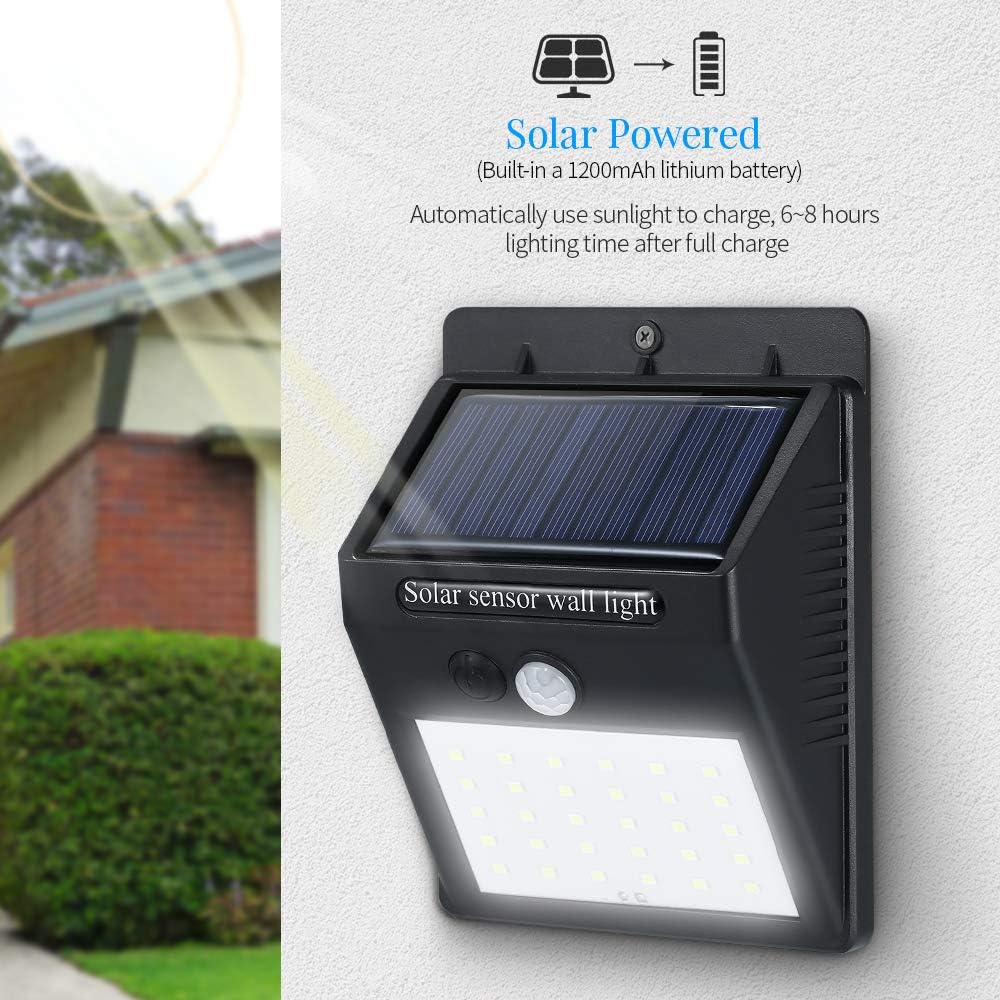 Black Solar LED Outdoor Wall Light Norenza