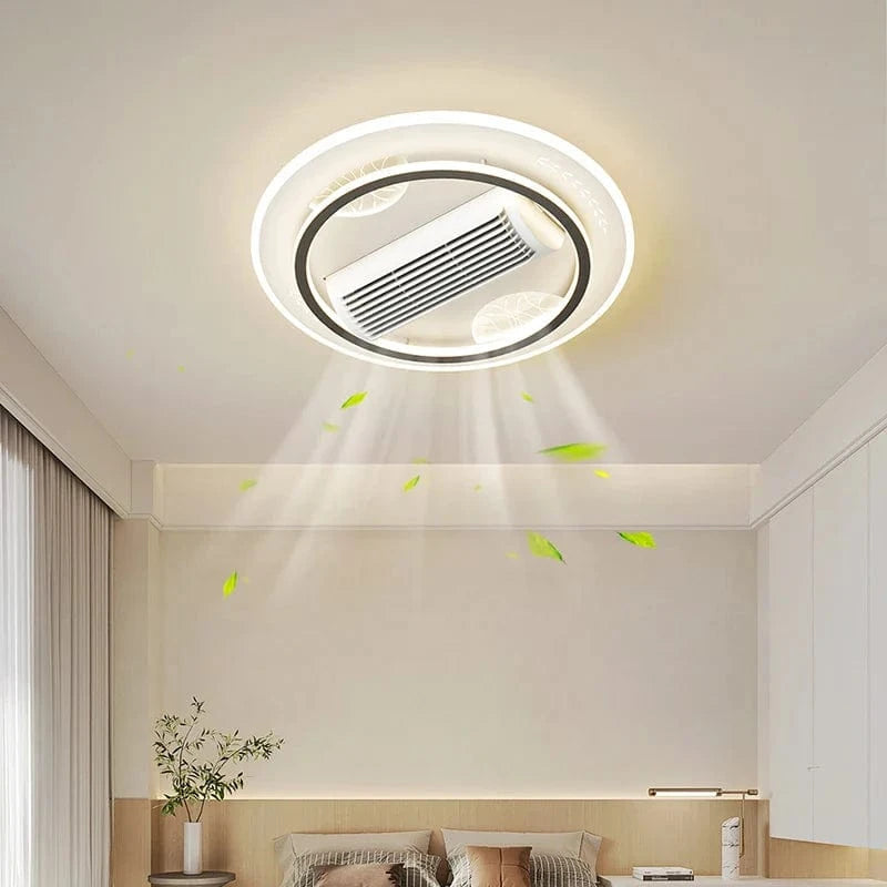 Blade-less Ceiling Fan with Ultra-Thin Modern Lighting Black / Round Norenza