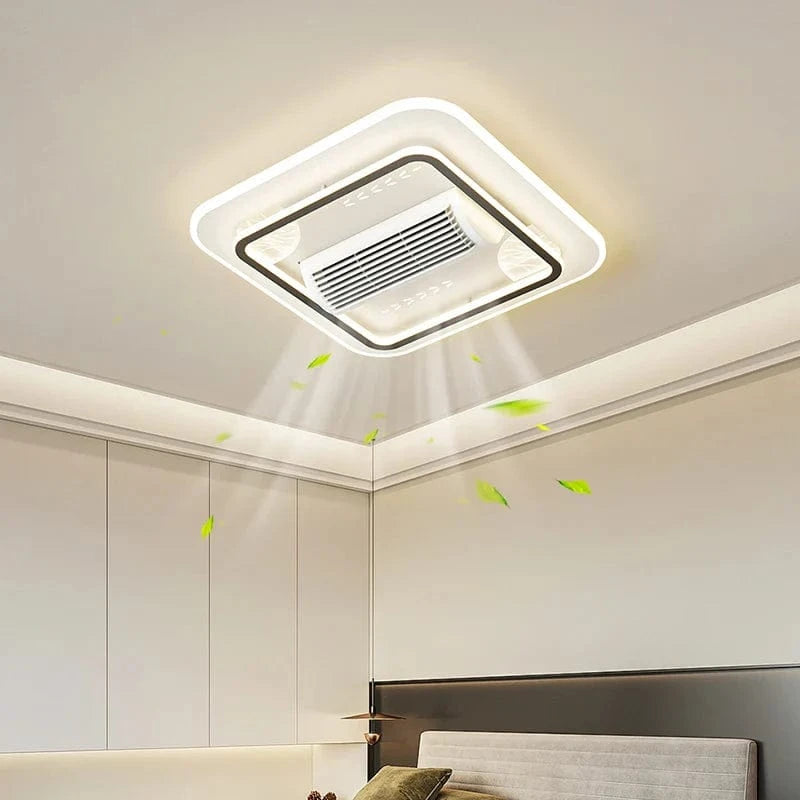 Blade-less Ceiling Fan with Ultra-Thin Modern Lighting Black / Square Norenza