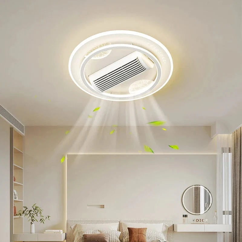 Blade-less Ceiling Fan with Ultra-Thin Modern Lighting White / Round Norenza