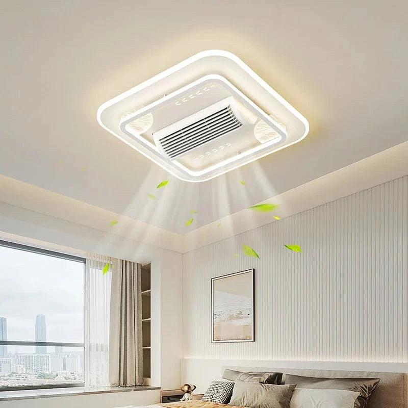 Blade-less Ceiling Fan with Ultra-Thin Modern Lighting White / Square Norenza