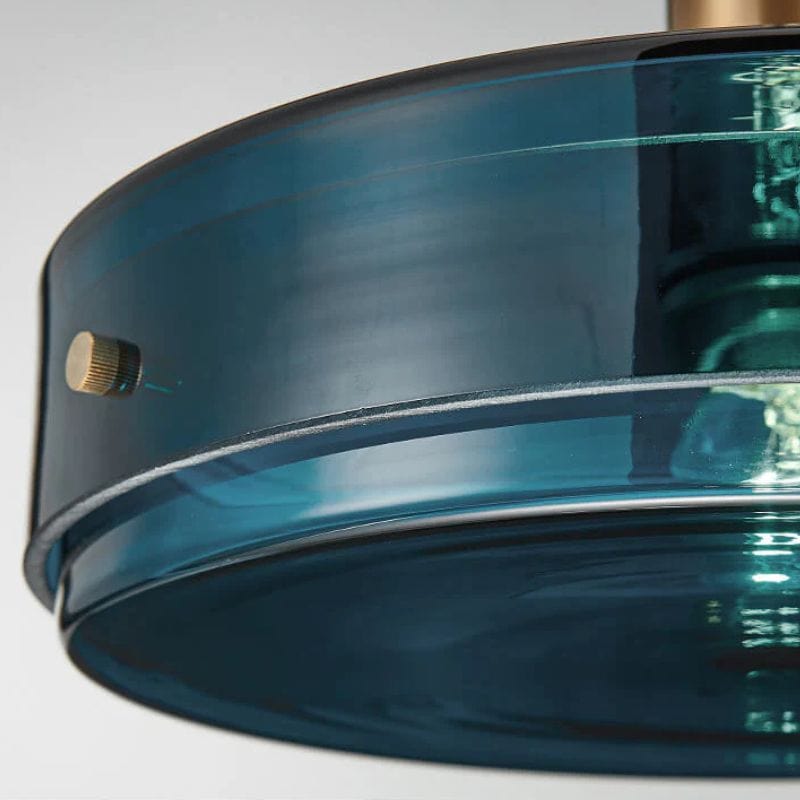Blue Glass Round Suspension Pendant Light for Dining Norenza